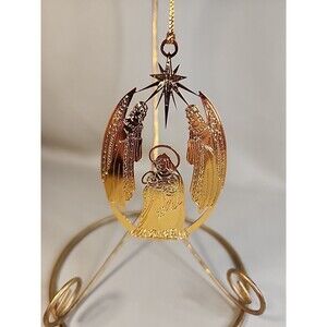 Vintage 24KT Gold  Camerlane Christmas Ornament 02435 Mother And  Child Holiday